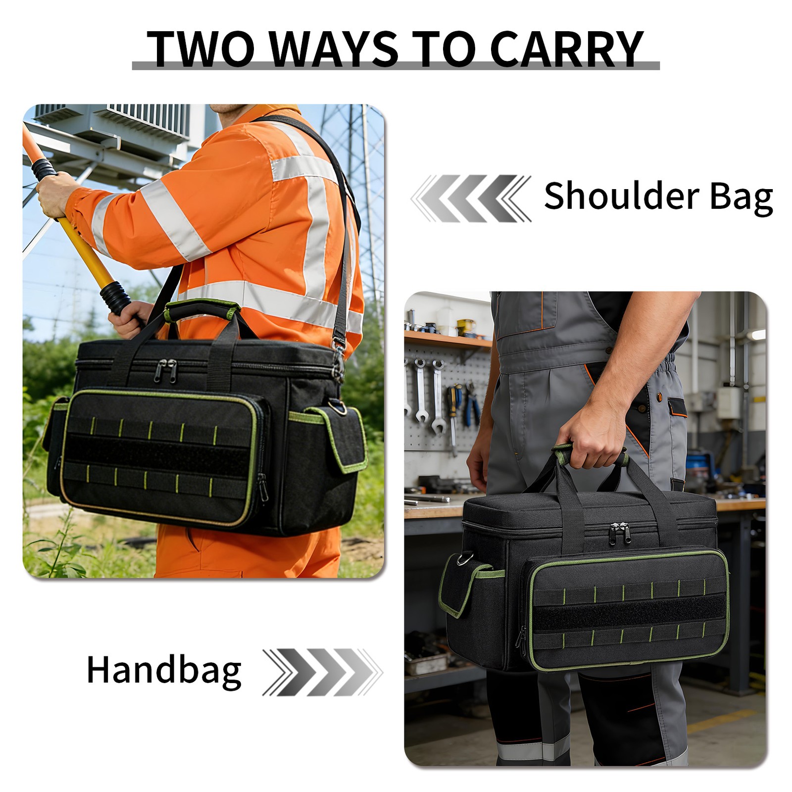 GRAVEE 17 Inch Durable Tool Bag with Padded Handle Large Multi-Pocket Organizer