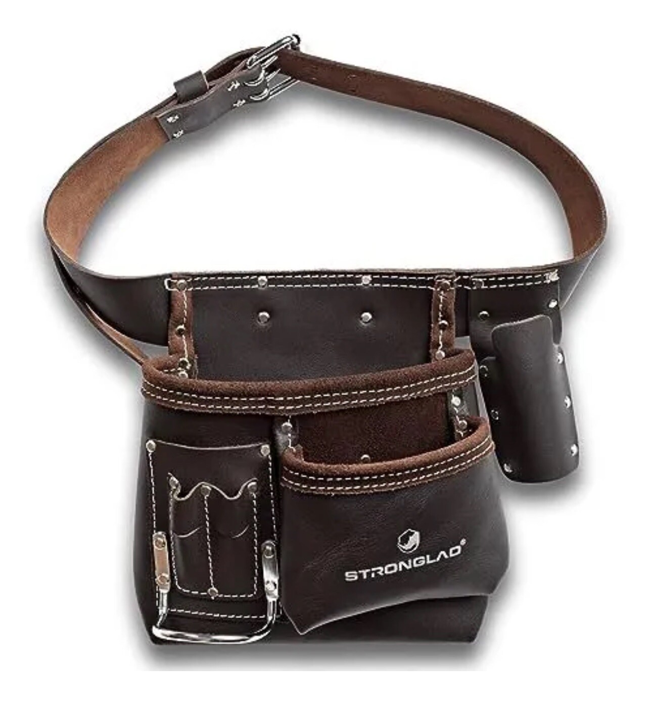 5-Pocket Leather Tool Belt, Carpenters Tool Belts, Construction Pouch, Tool A…