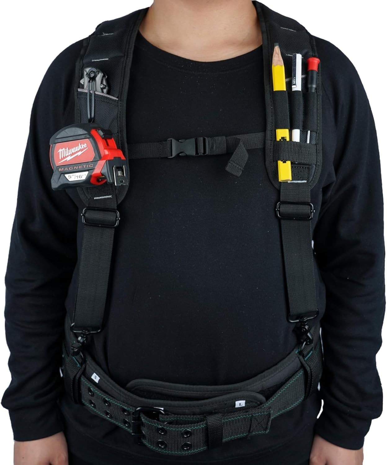 Heavy Duty 3-Point Padded Tool Belt Suspenders Construction Work Pouch Harness
