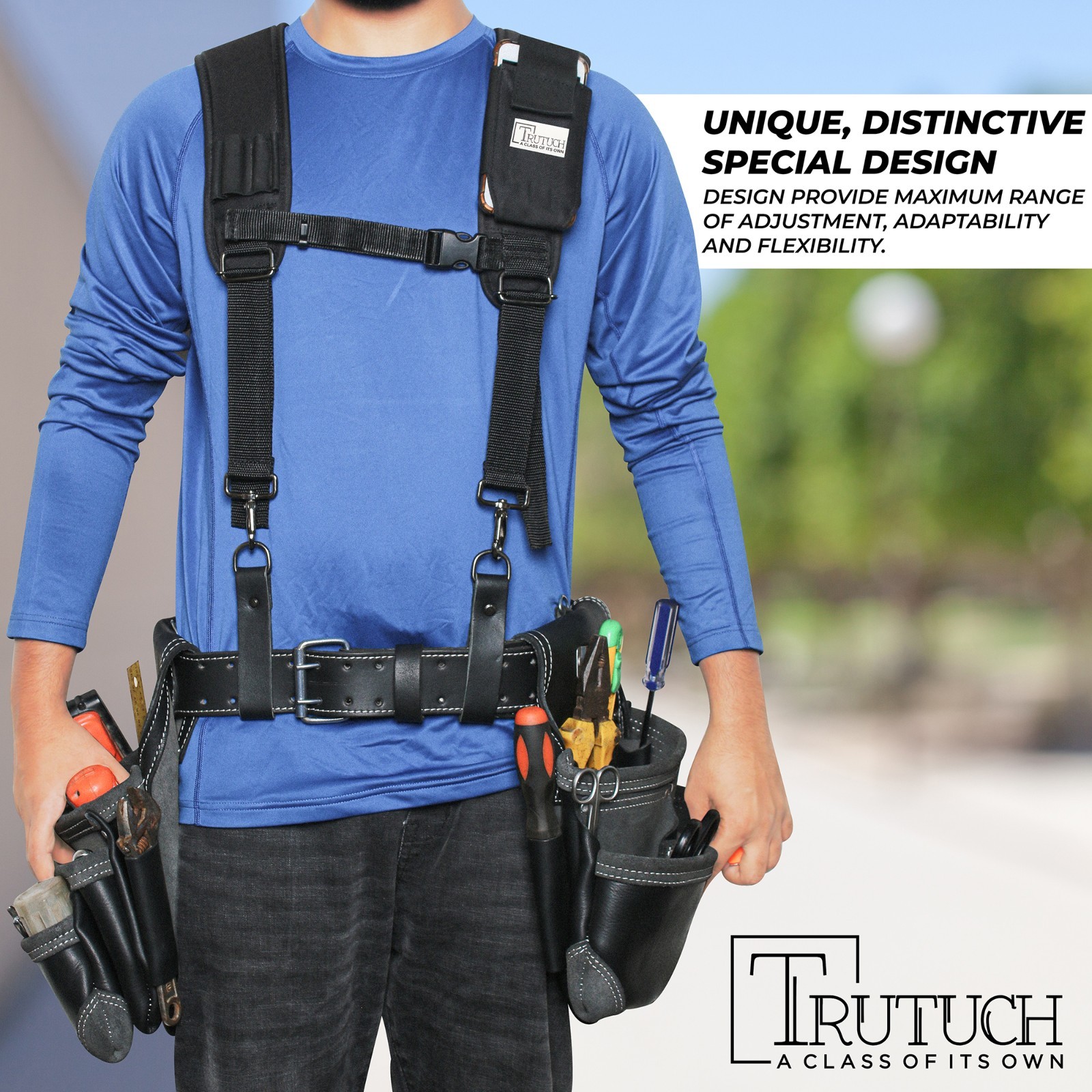 Trutuch Black Nylon Work Suspender With Pockets, Stronghold Suspension System