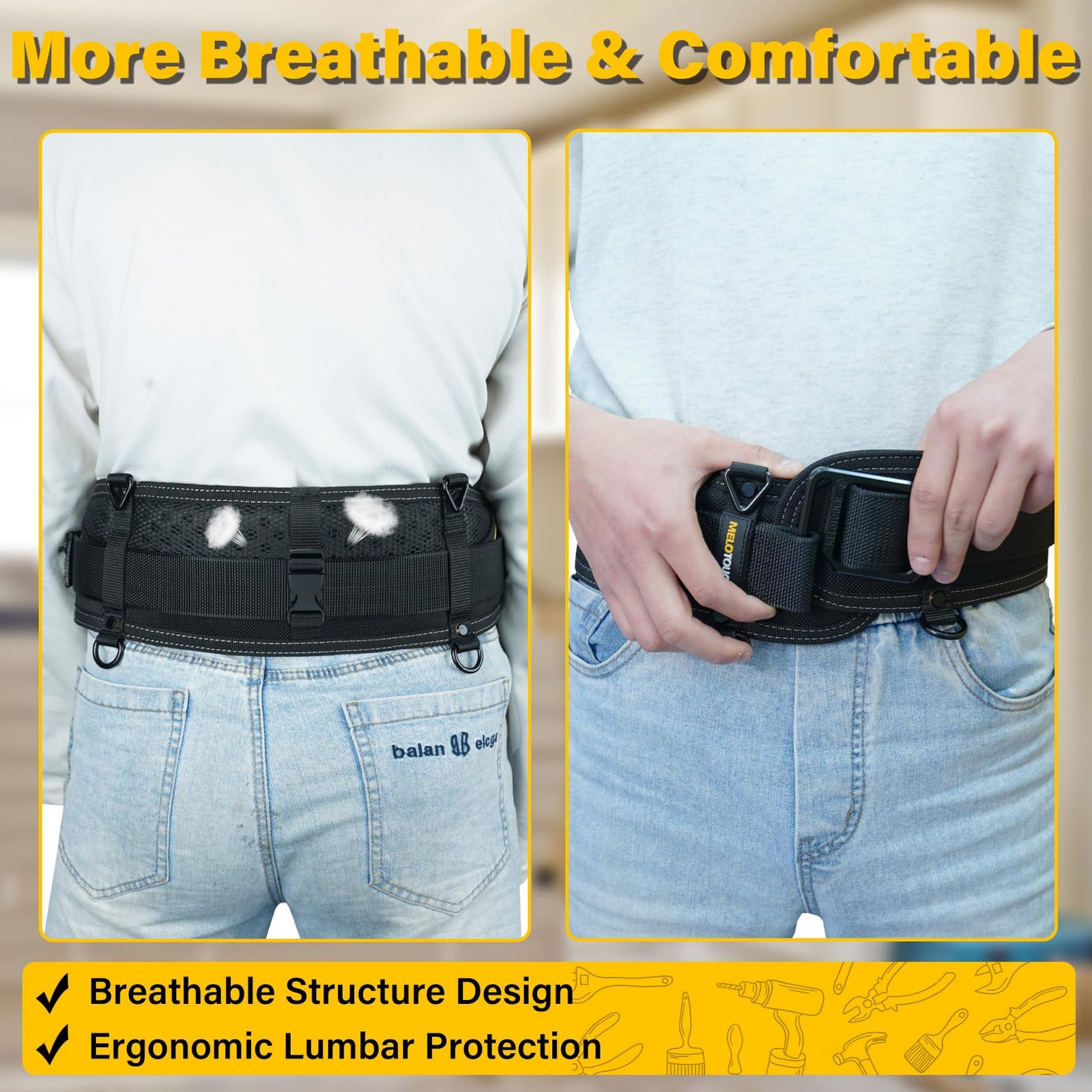 Padded Tool Belt,Electrician Tool Belt,Work Belt for Men,Quick Release,Thick …