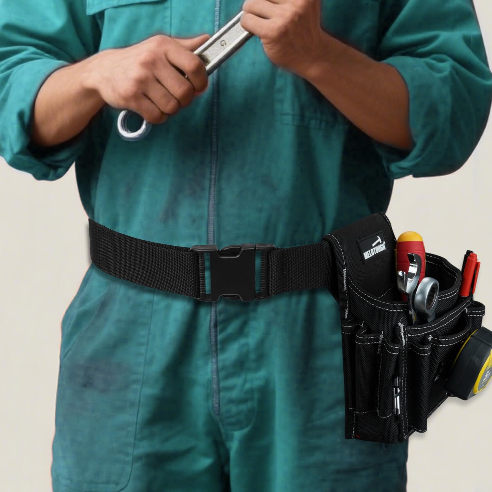 Electrician Tool Pouch with Belt Clip, 2 Inch Heavy Duty Work Belt Set for Me…