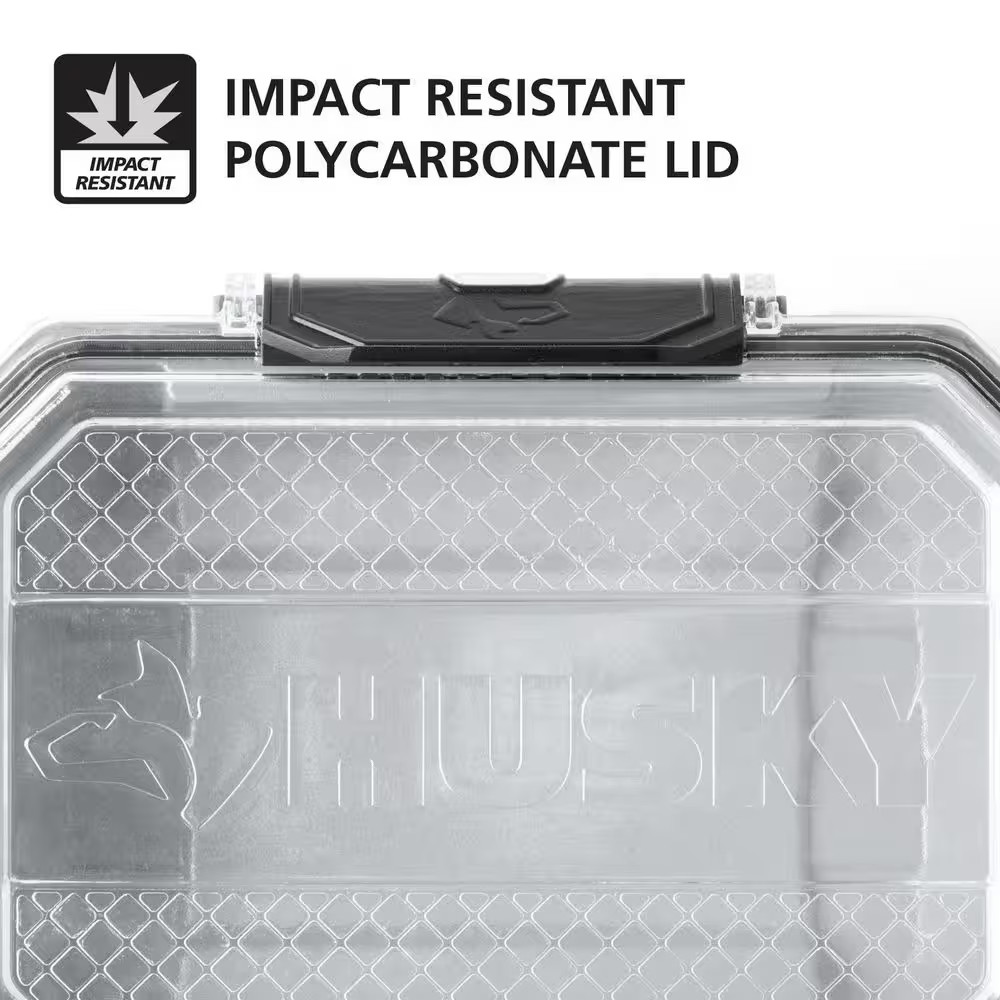 Husky Heavy Duty 0.8 gal Compact Waterproof White Storage Tote with Lid (4-Pack)