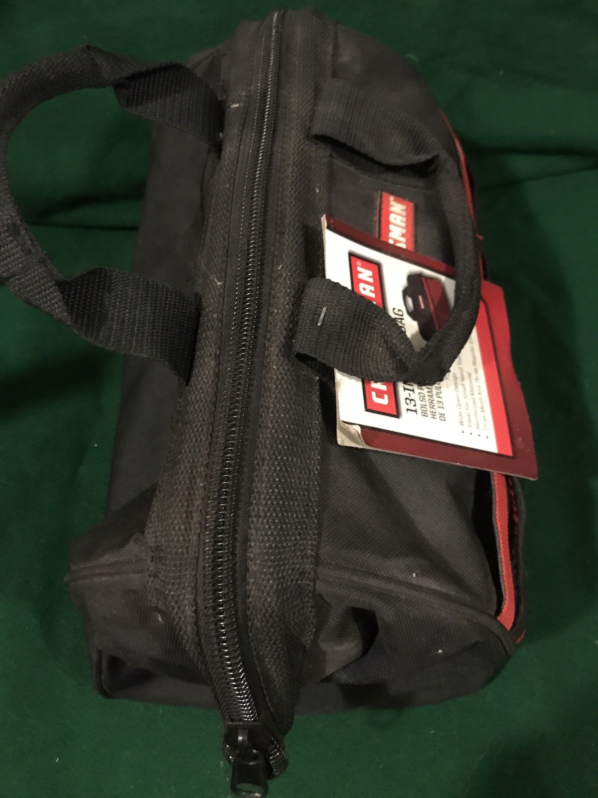 Craftsman Tool Bag 13 in. Wide Mouth 6 pocket Black/Red NEW