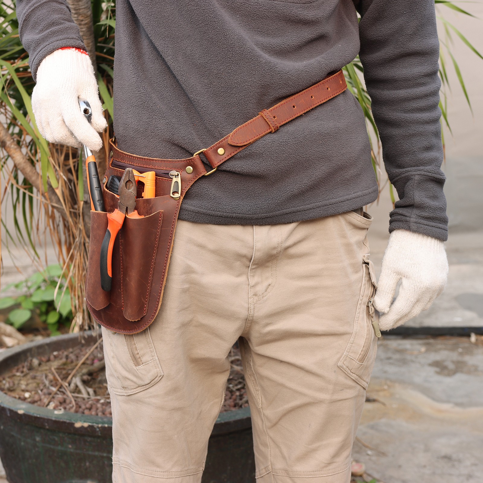 Tourbon Scissor Belt Shoulder Bag Electrician Holster Garden Florist Tool Pouch