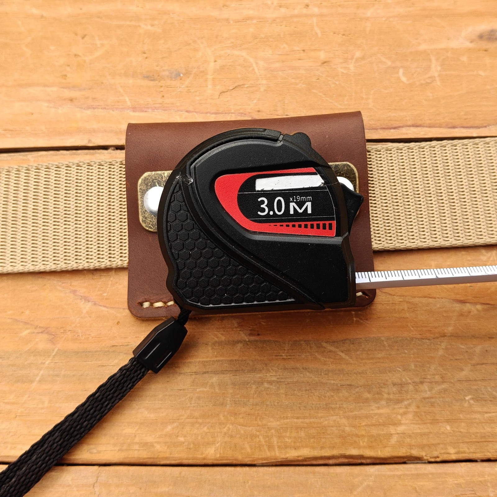 Leather Tool Holder Tape Measure Holder Clip Tape Holder for Tool Belt Coffee
