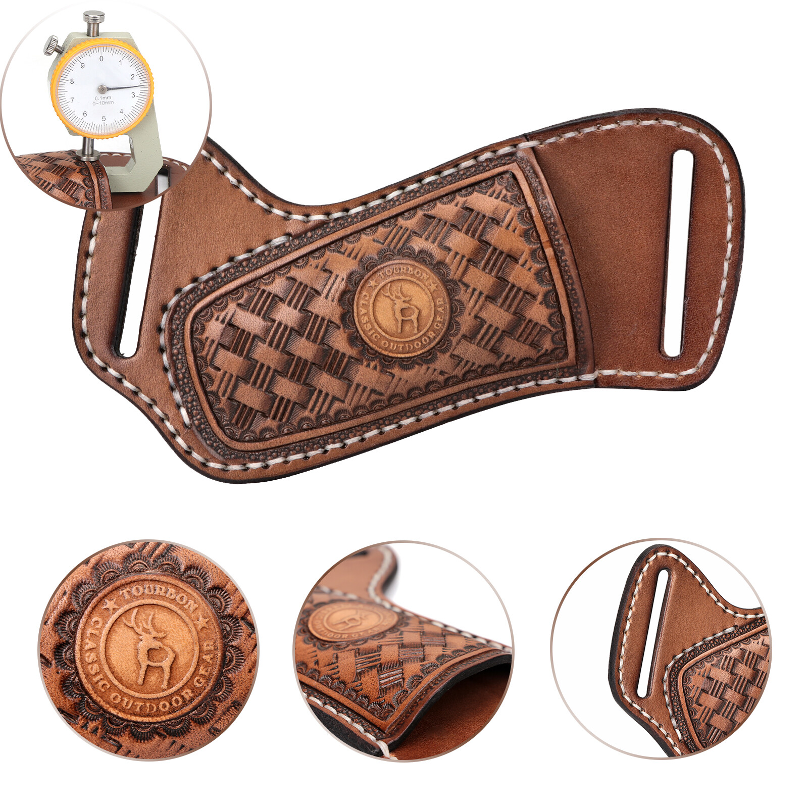 TOURBON Leather Folding Knife Sheath Belt Carry Pouch Tool Pocket Knives Holster