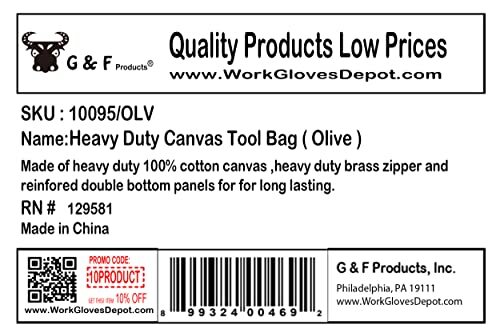 Government Issued Style Mechanics Heavy Duty Tool Bag with Brass zipper and s…
