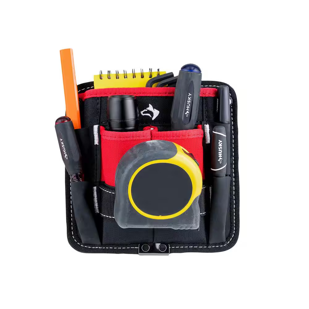 7 In. 3-Pocket Clip on Tool Belt Pouch