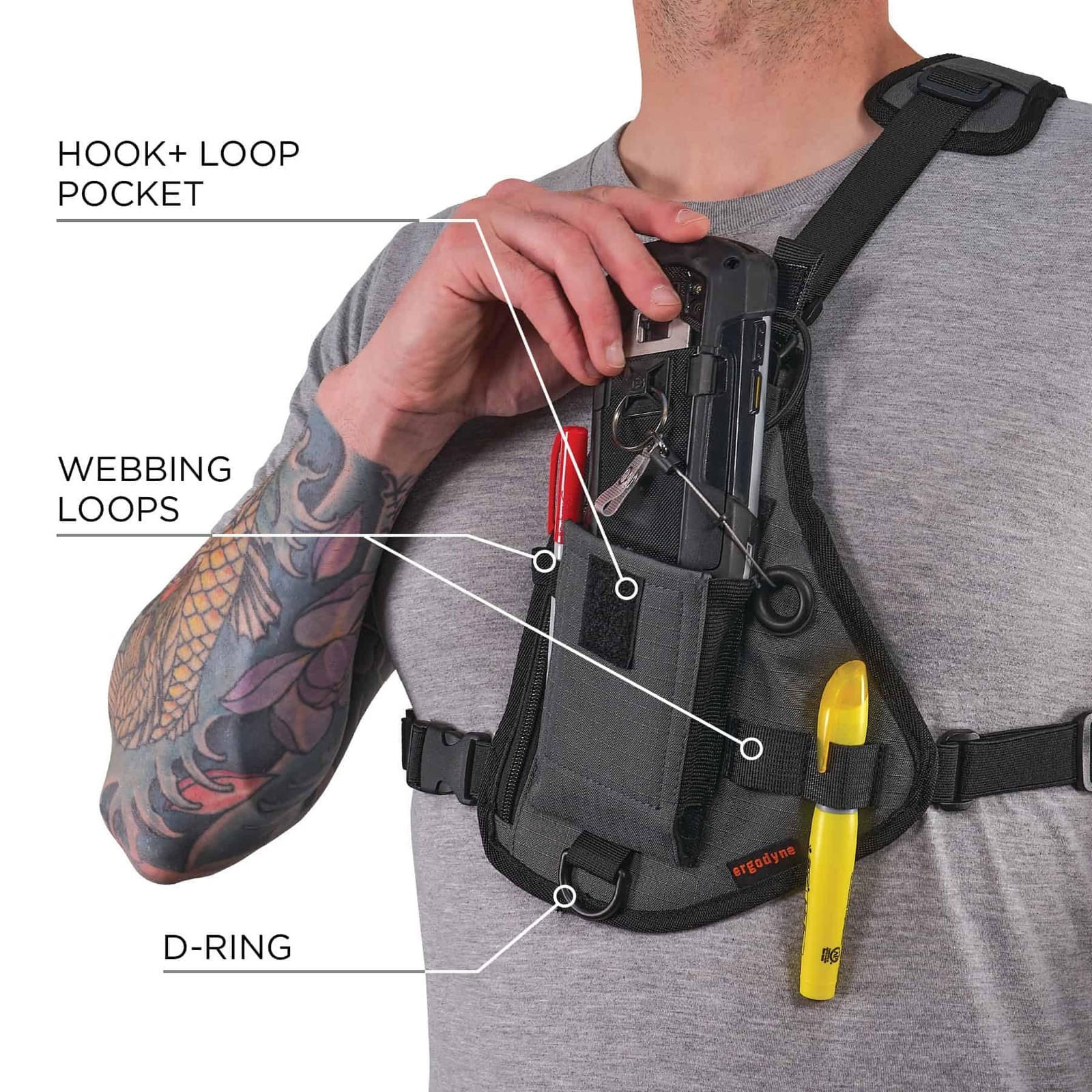 Squids 3145 Barcode Scanner Cross Body Chest Holster for Mobile Computers