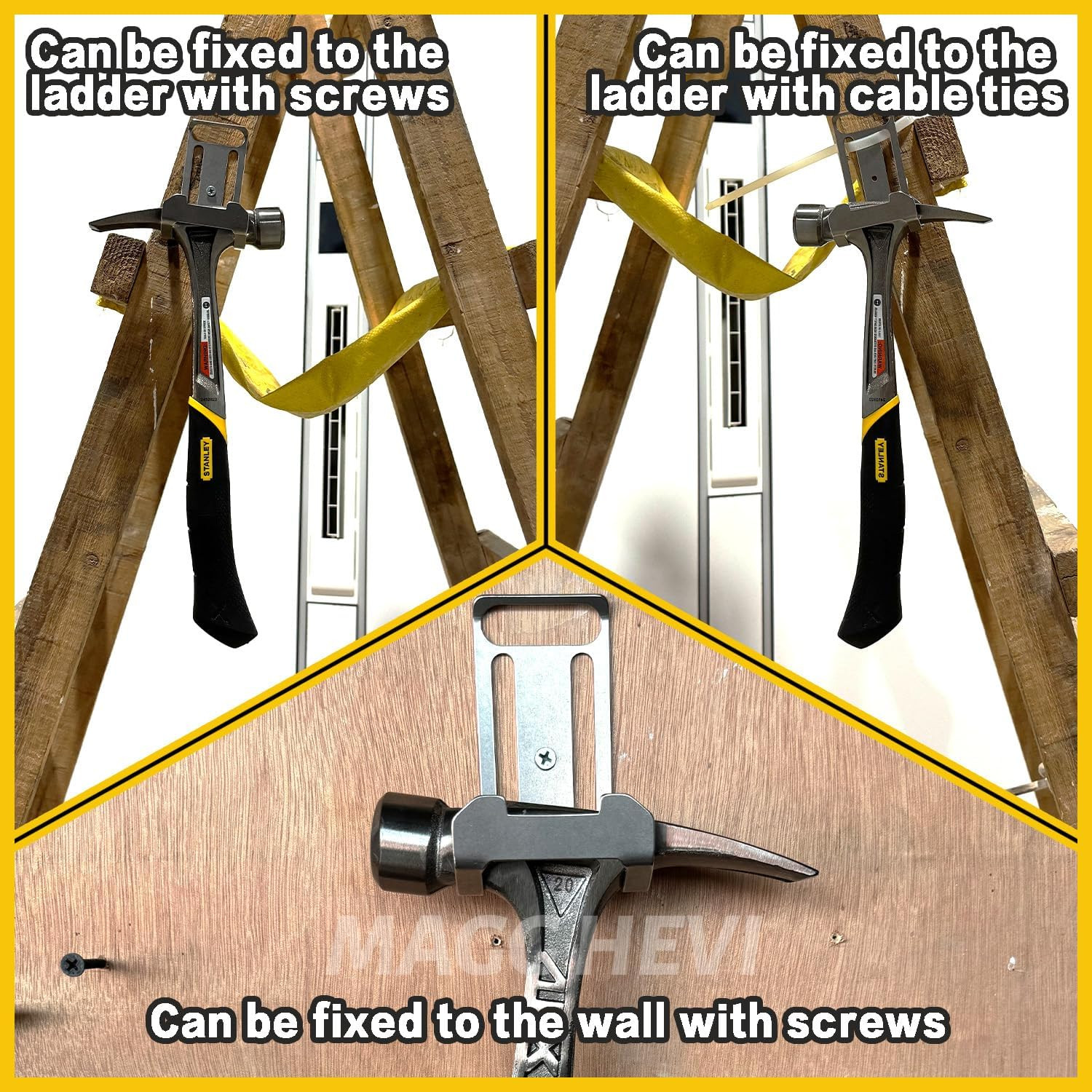 Stainless Steel Hammer Holder for 2″ Tool Belt with Tape Measure Slot