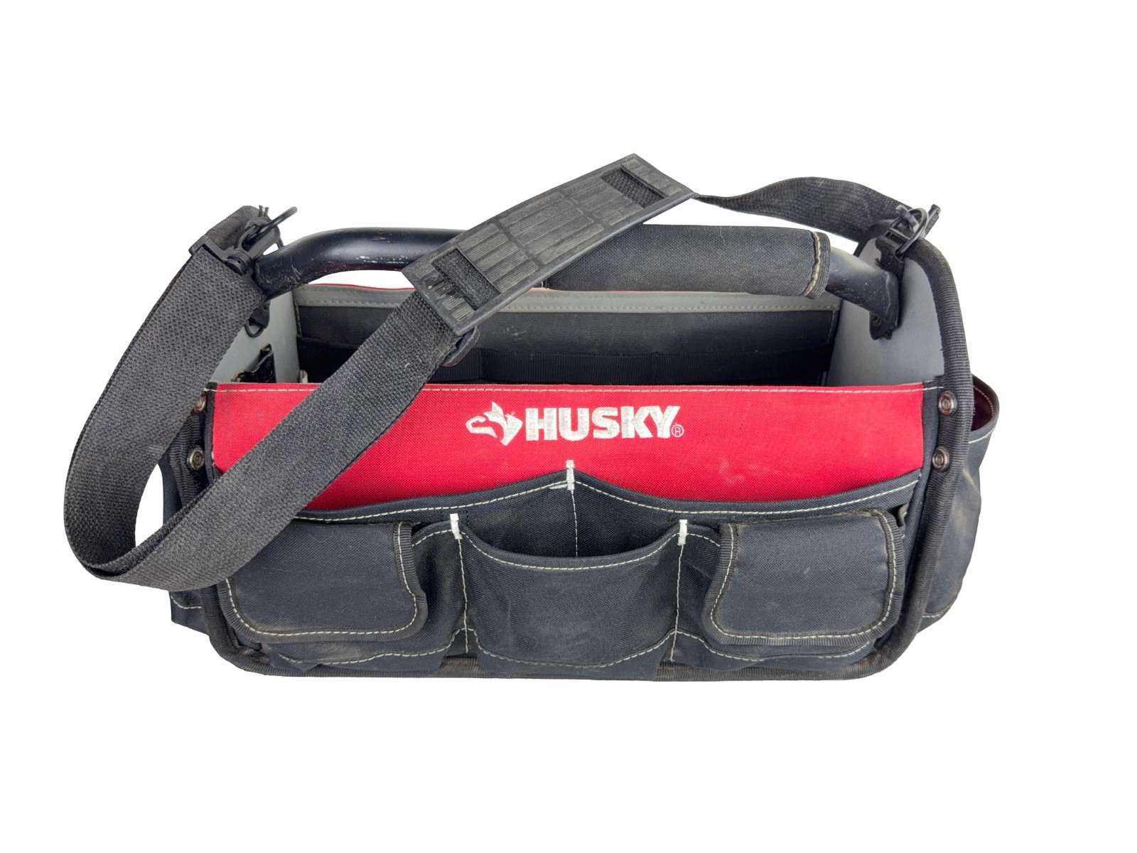 Husky Tool Bag 17″ Open Top Padded Handle Weatherproof Lots of Pockets!!