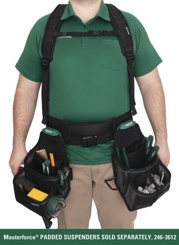 3 Piece Tradesmen Set Padded Belt Contractor Framer Pouch Steel Clip Storage