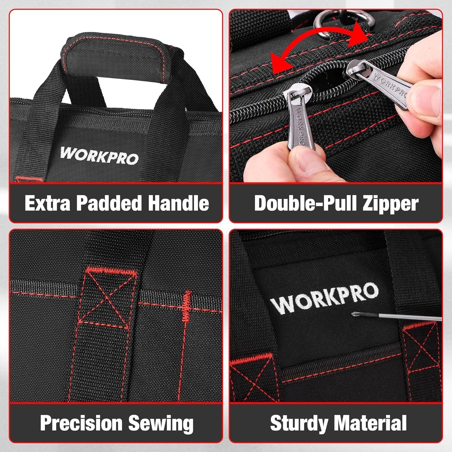 16-inch Close Top Wide Mouth Tool Storage Bag with Water Proof Rubber Base, W…