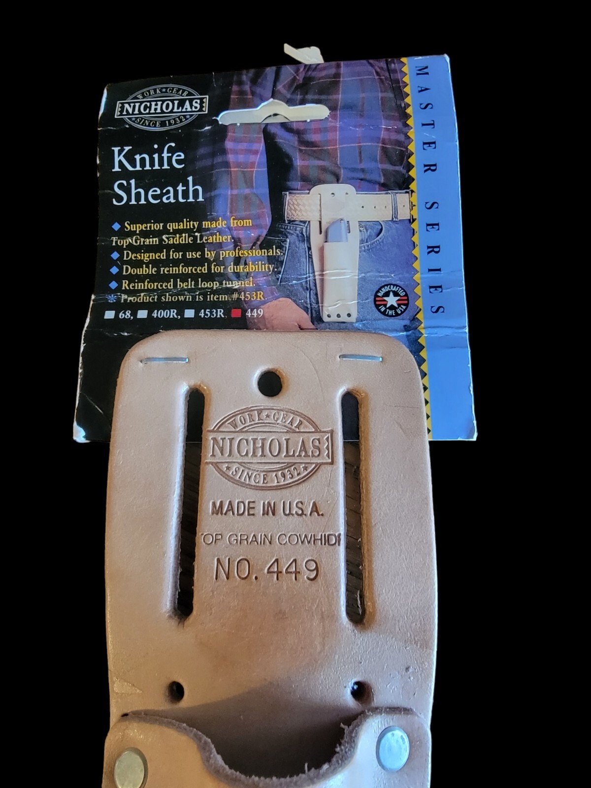 2 Vintage Nicholas Work Gear Leather Tool Belt Cowhide USA – 449 & 55 Sheath