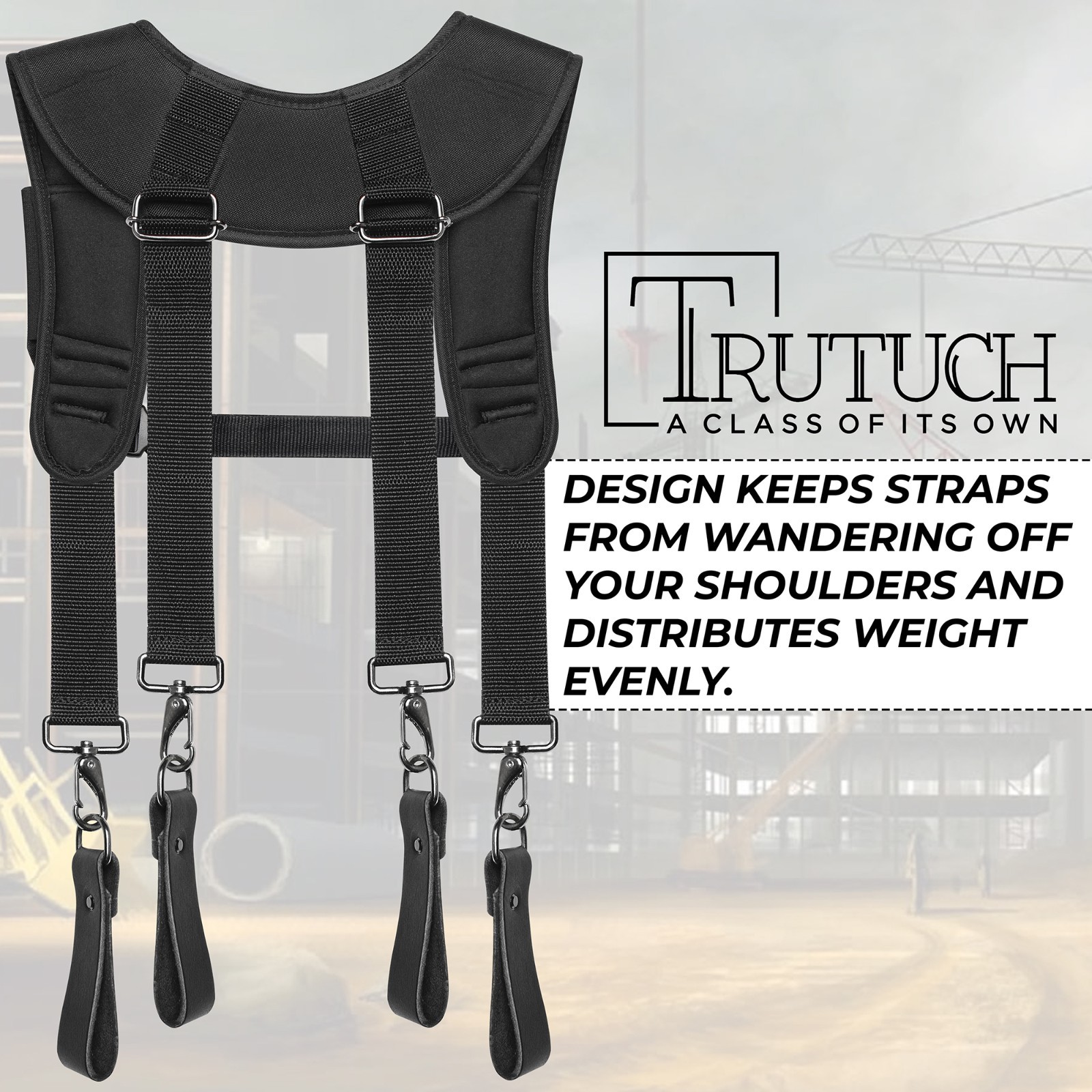 Trutuch Black Nylon Work Suspender With Pockets, Stronghold Suspension System