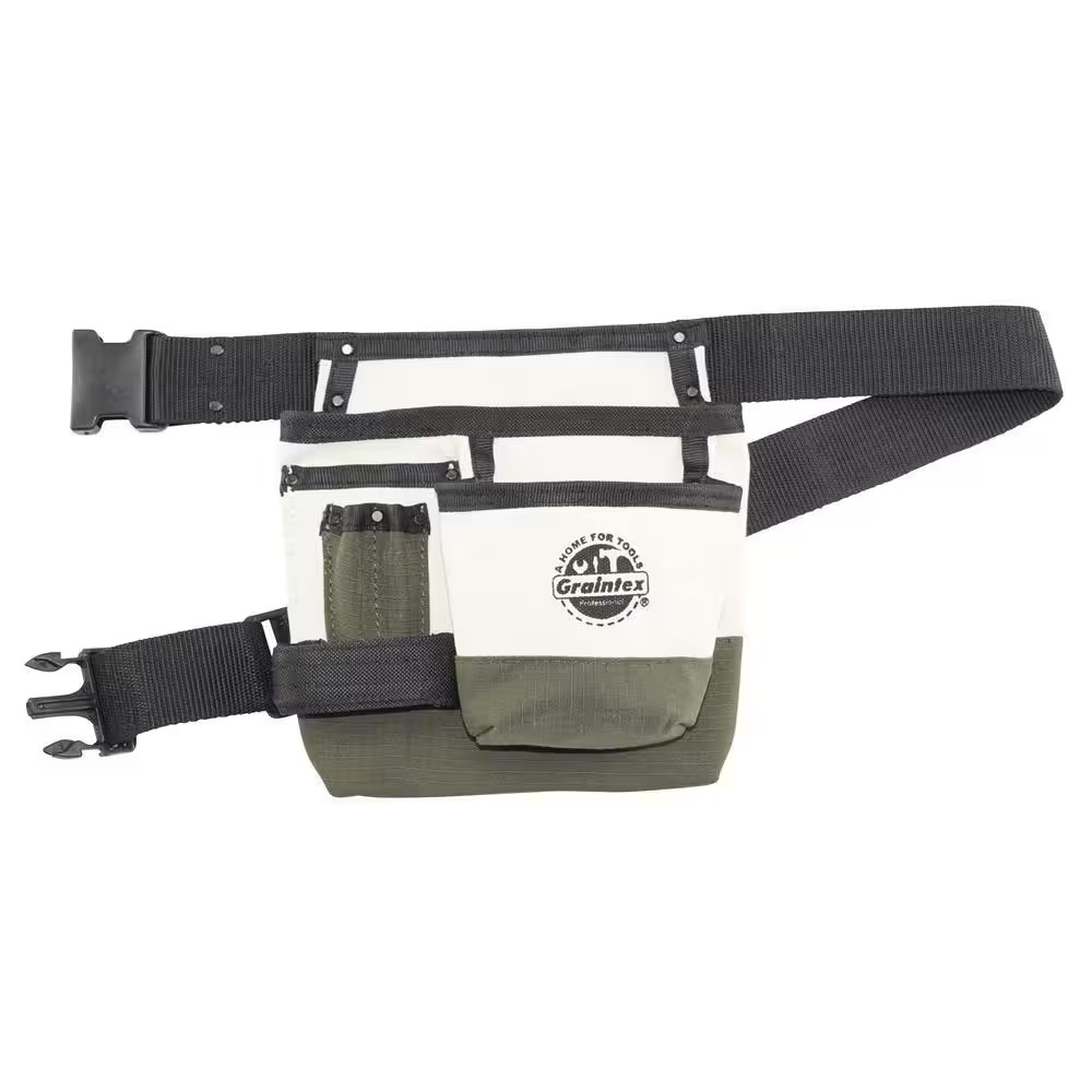 5-Pocket Nail and Tool Pouch with Belt in Canvas