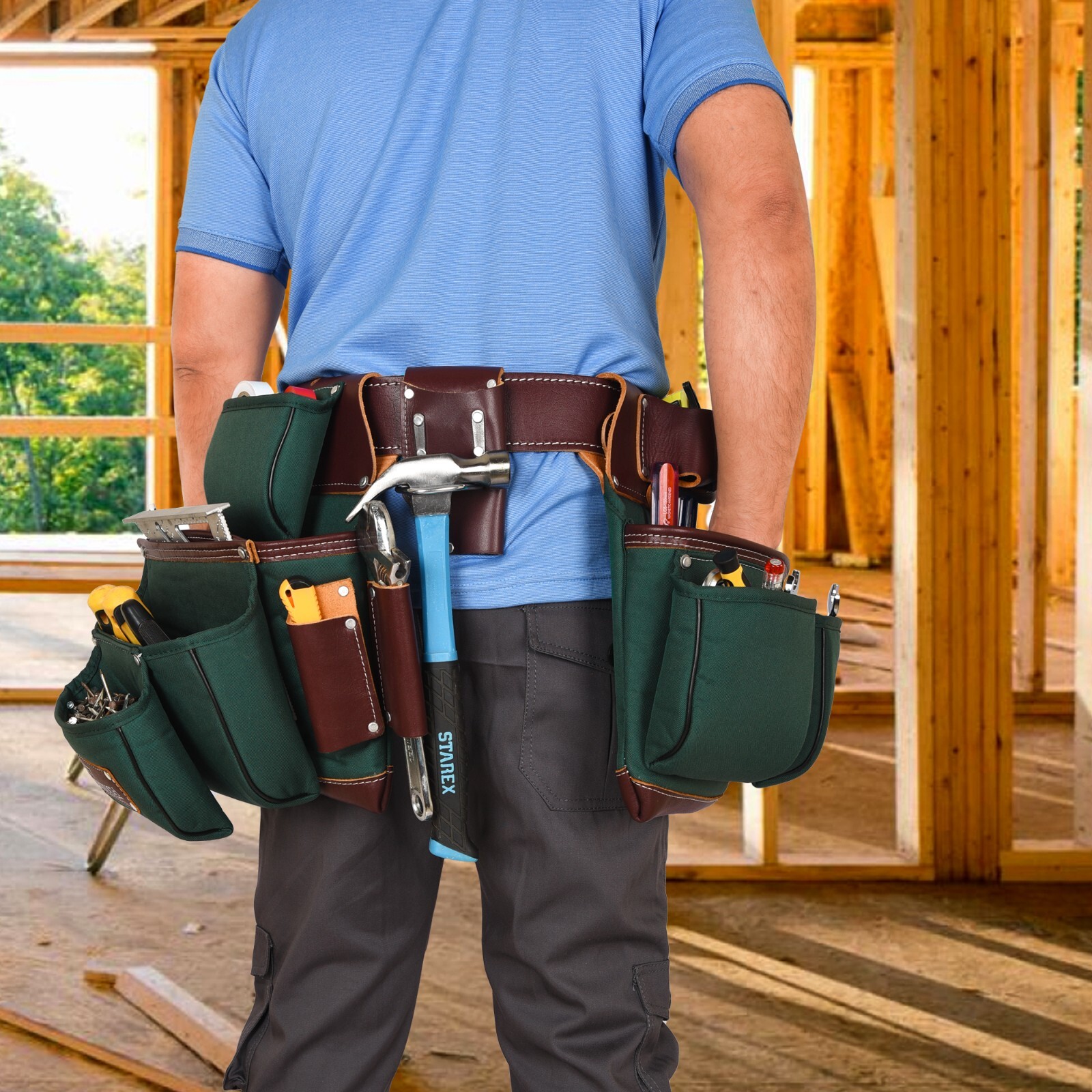 TRUTUCH Nylon and Leather Tool Belt | Framing Tool Bags | Nylon Tool Pouch
