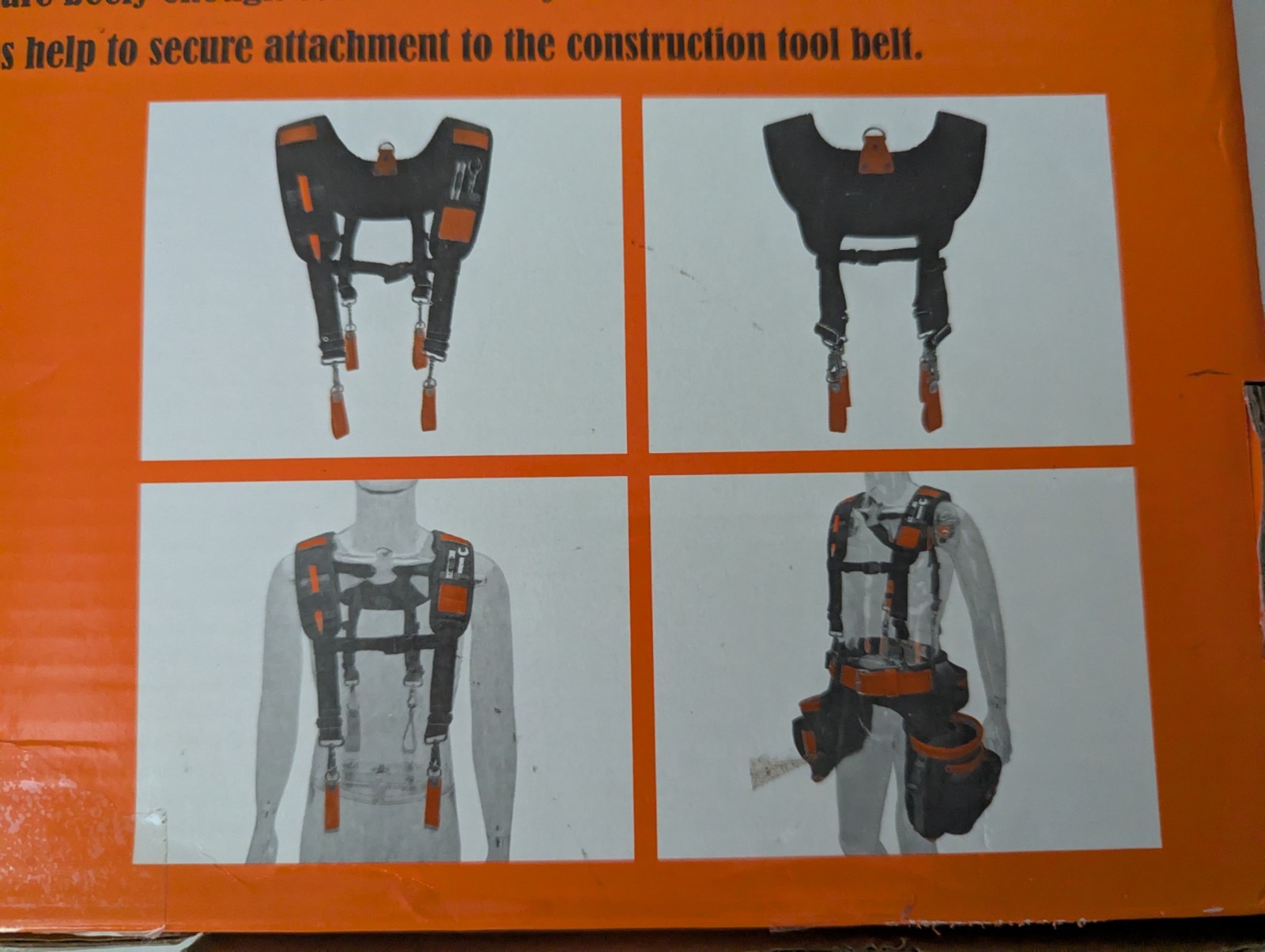 WELKINLAND Heavy-Duty Leather Tool Belt Suspenders, Carpenter Tool Belt