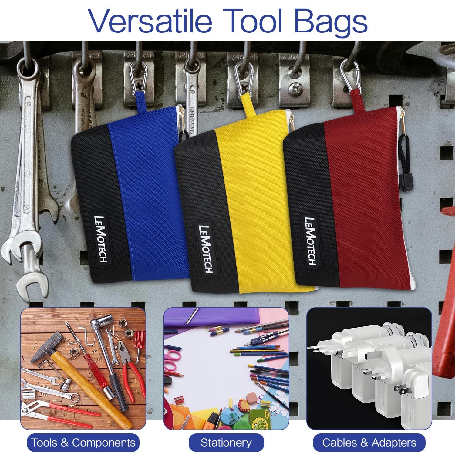 Tool Pouches with Zipper, Water Resistant Small Tool Bags, 1680D Oxford Utili…