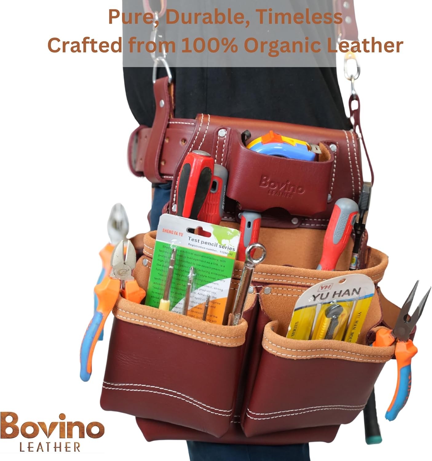 Tool Belt for Framers | 20-Pockets, Heavy-Duty Work Belt | Dual Pouches & Hammer