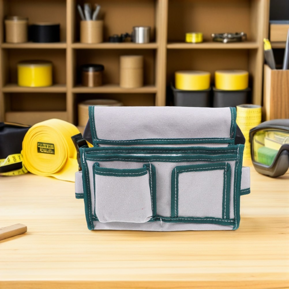 Professional Canvas Waist Tool Bag with Reinforced Stitching for Electricians