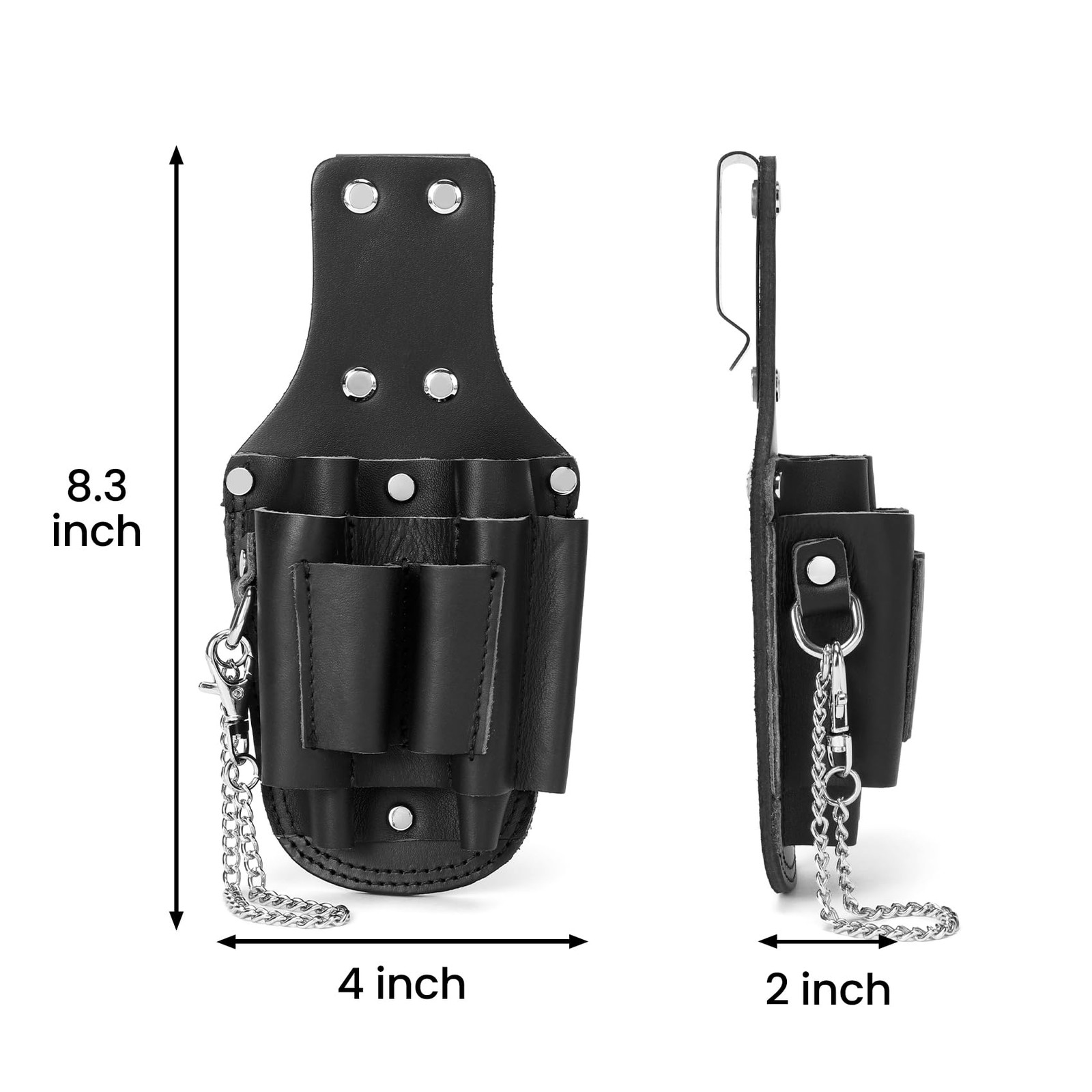 Small Tool Pouch, Genuine Leather Electrician Tool Pouch | 7 Pockets with Met…
