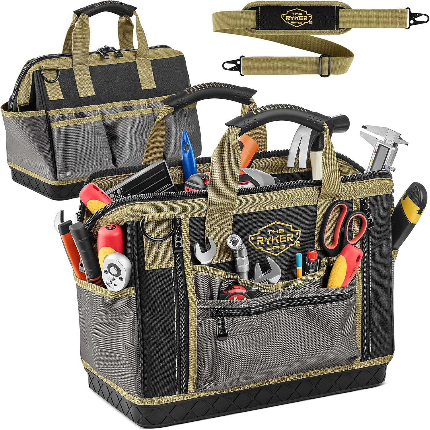 Ryker 16-Inch Heavy Duty Tool Bag with 28 Pockets – Portable Organizer