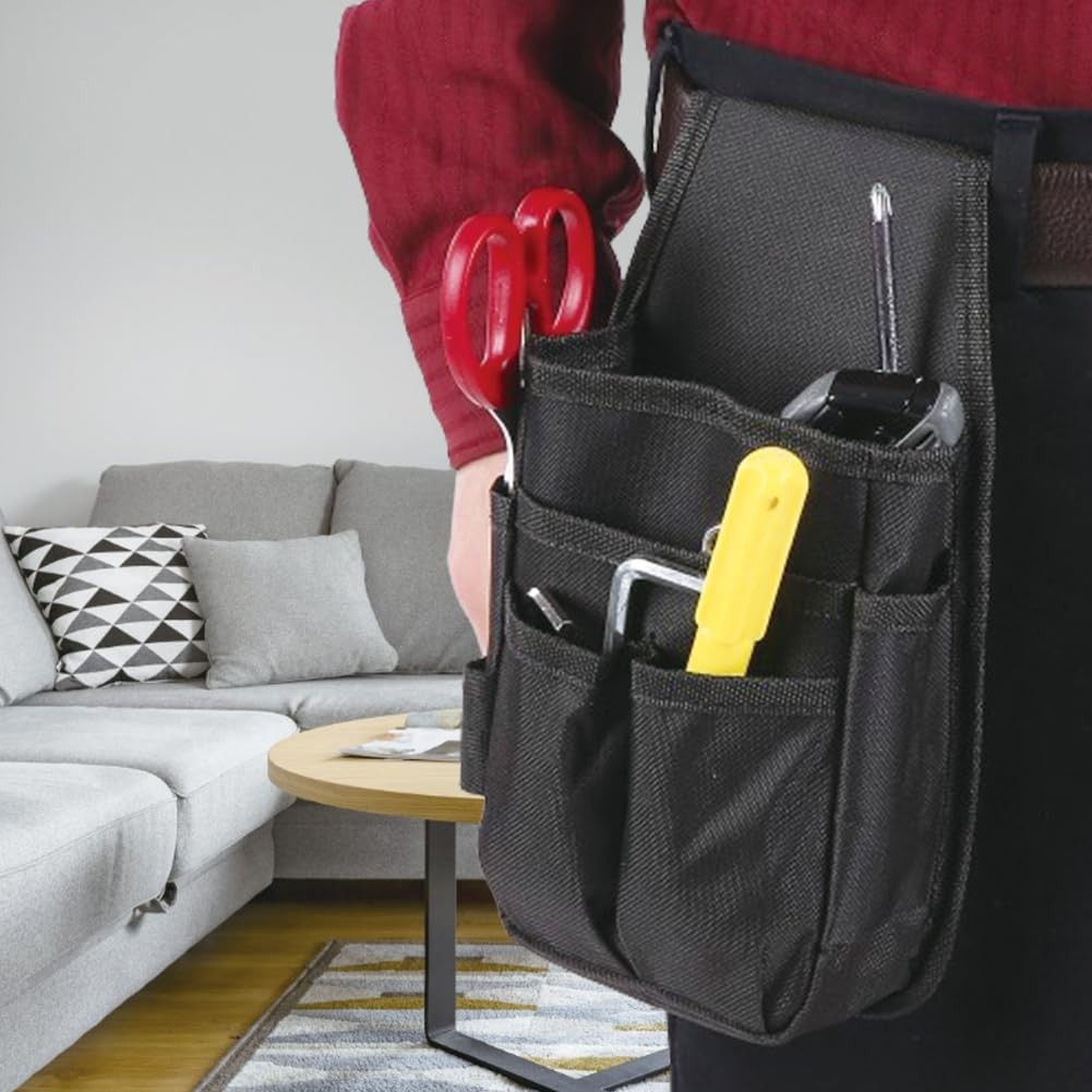 Electrician Tool Waist Bag 600D Polyester Mini Utility Pocket Heavy Duty Black