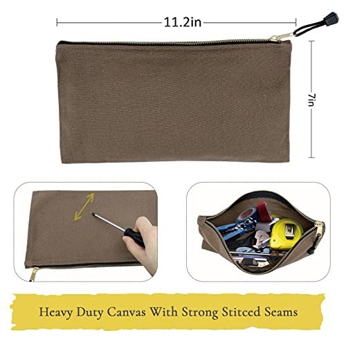 Heavy Duty Canvas Tool Bag Organizer – 7 Assorted Zipper Utility Pouches, 12.5″