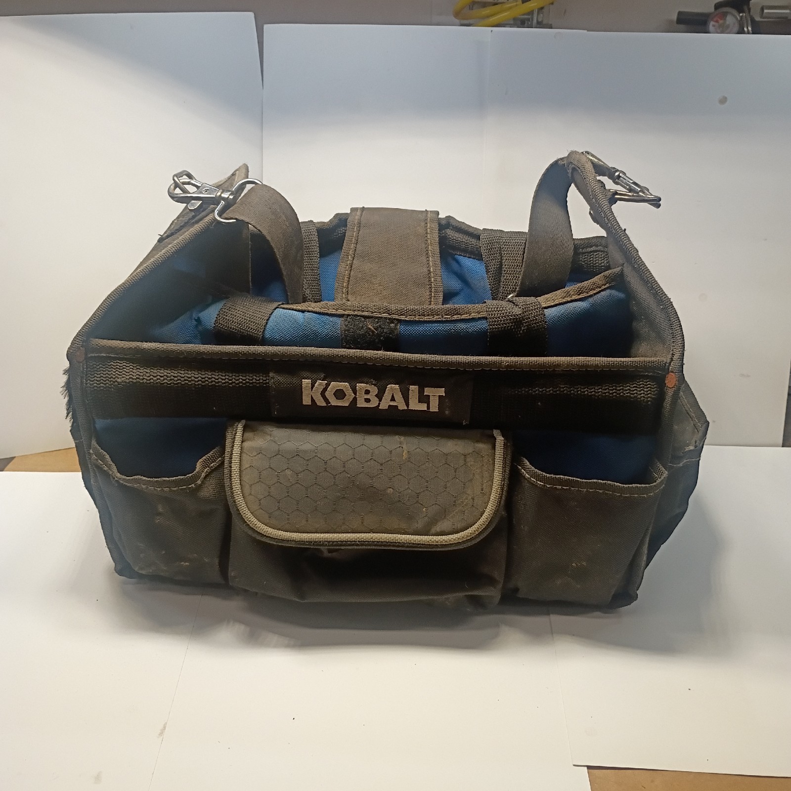 Kobalt Heavy Duty Canvas Tool Tote With Handles and Shoulder Strap