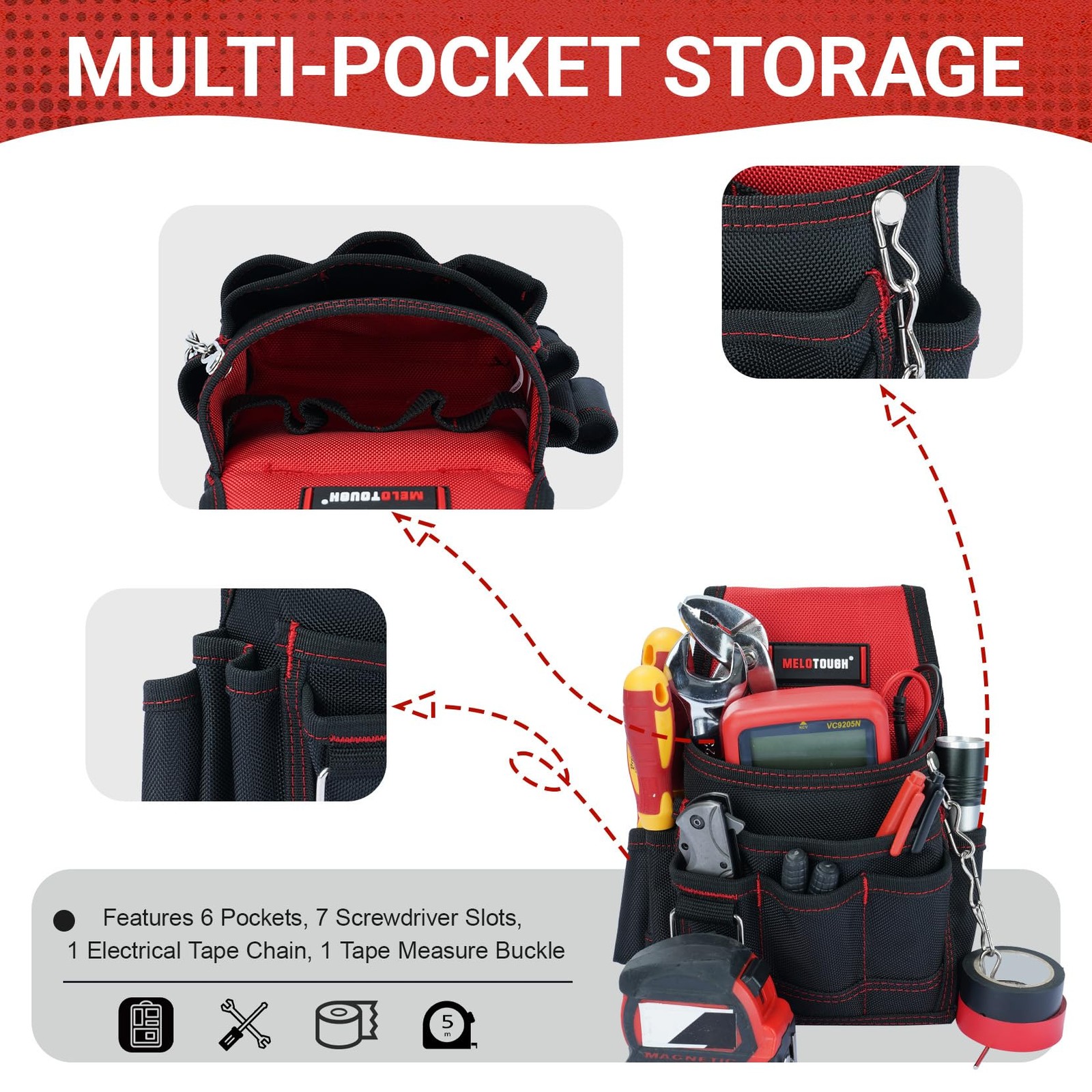 Electrician Tool Pouch Tool Belt Pouches with Belt Clip, Electrical Tape Chai…