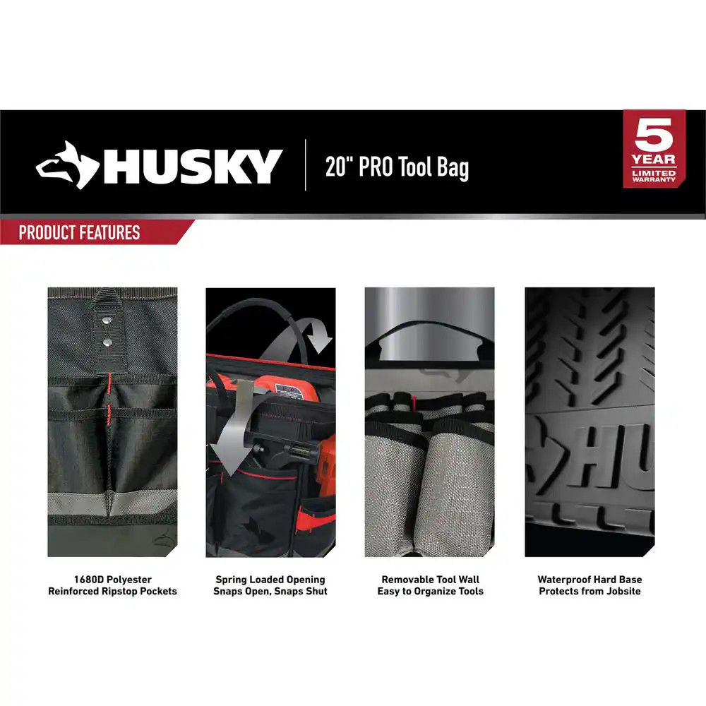 Husky Heavy-Duty 20 In. PRO Tool Bag