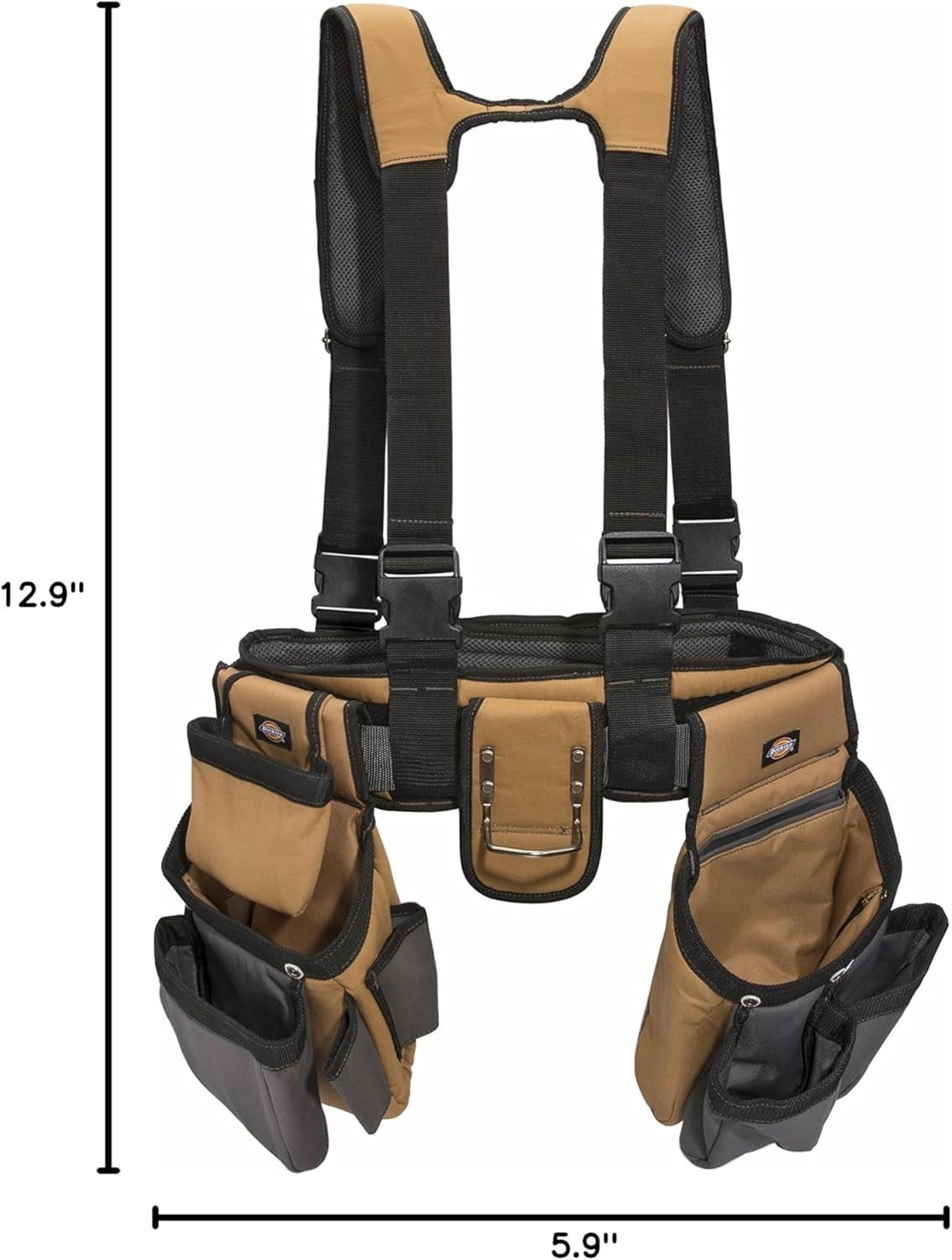4-Piece Carpenter’s Rig, Padded Tool Belt Suspenders, Cooling Mesh, Leather T…