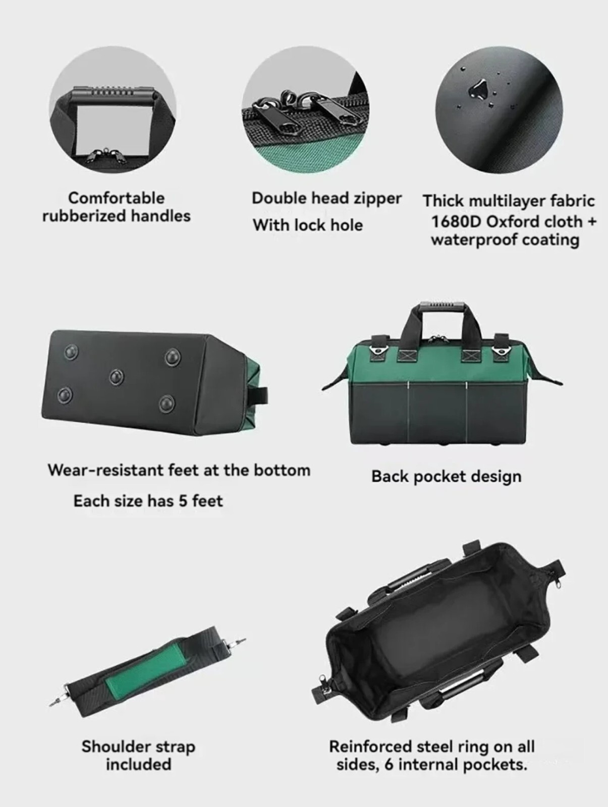 Tool Bag Heavy Duty Multifunctional Large Capacity Portable Storage Bag Outdoor