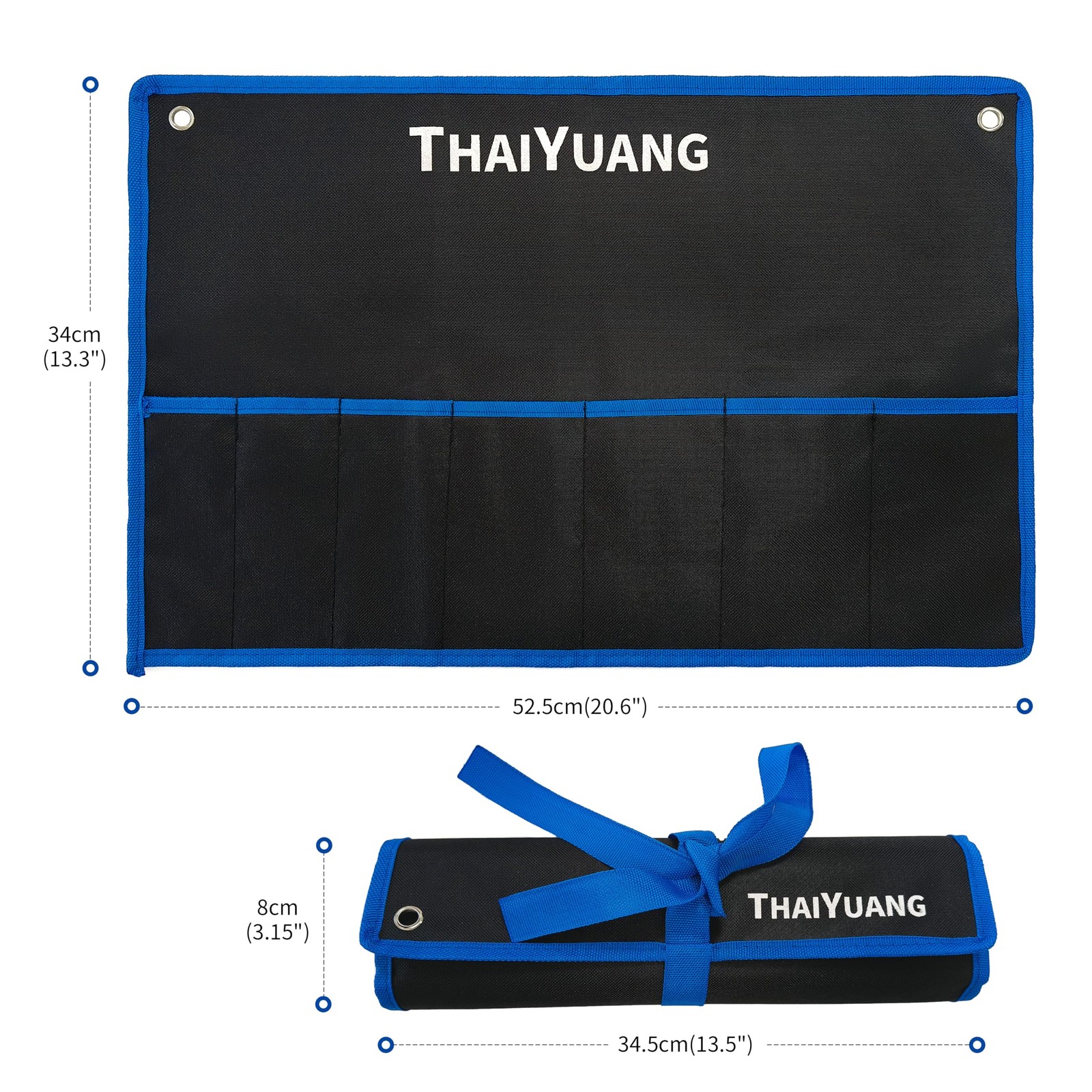 7 Pockets Tool Pouch RollUp Storage Bag for Hand Tools or Wrench Heavy Duty C…