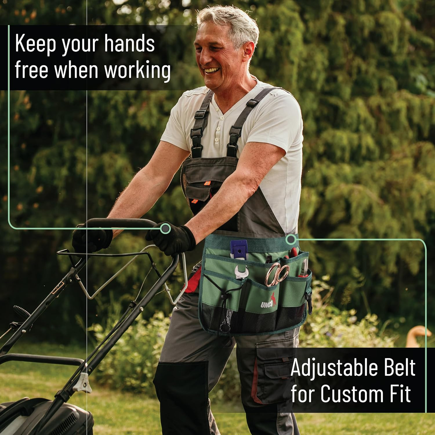 – Adjustable Gardening Belt, Green, 7 Pockets, Wear, Cut and Water Resistant, Ga