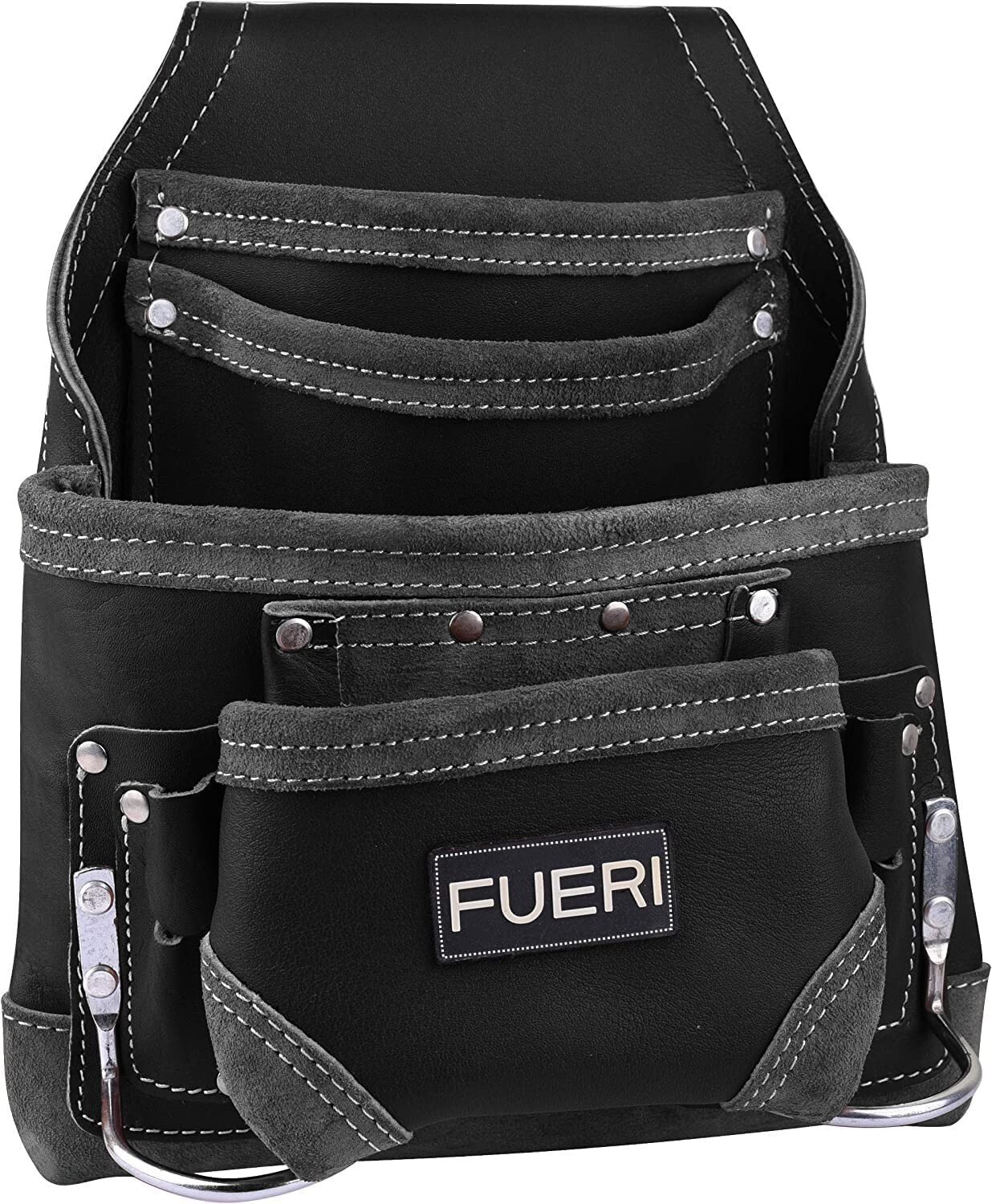 Leather Tool Pouch for Carpenters 10 Pocket Framers Electrician Belt Nail Bag