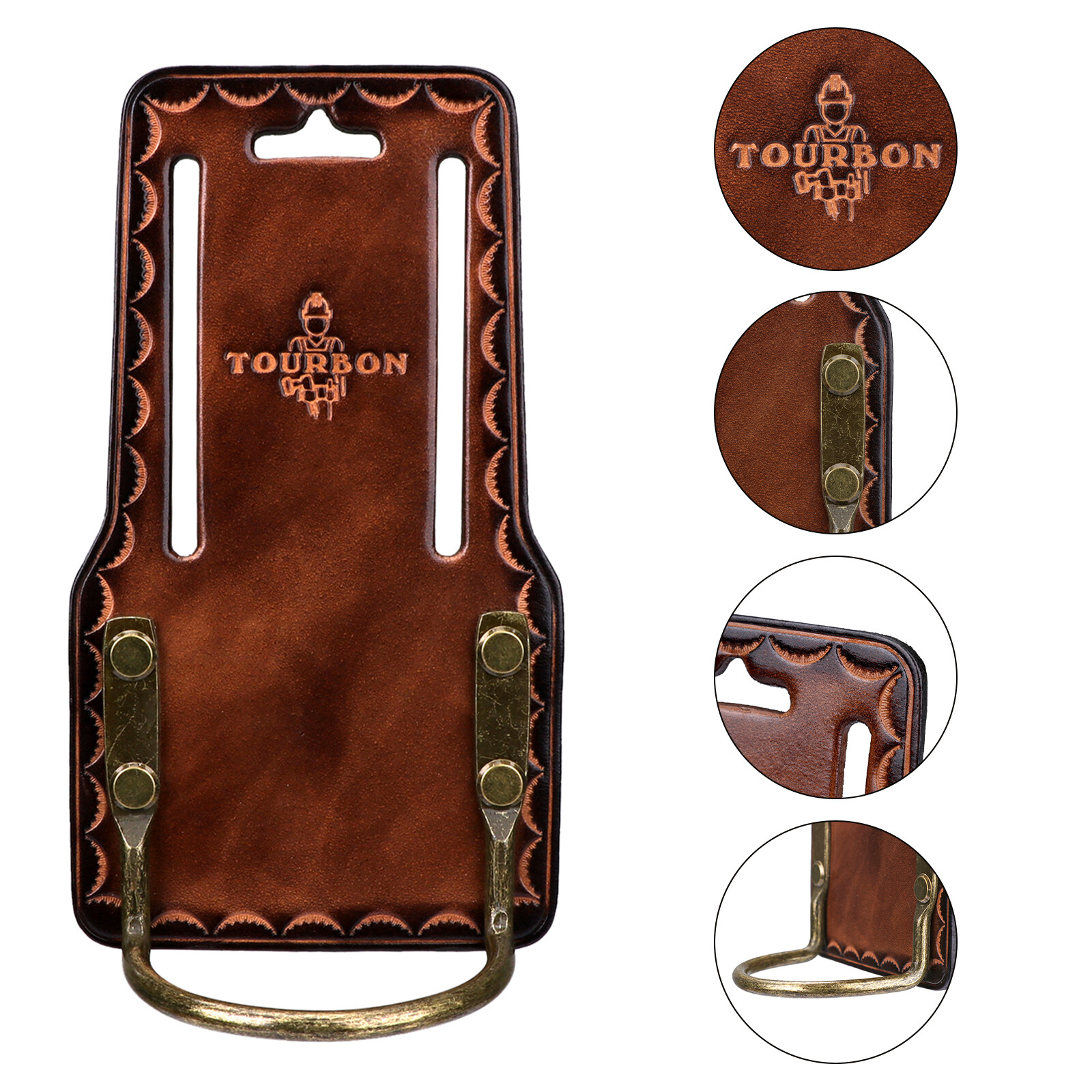 TOURBON Leather Hammer Drill Holder Axe Workers Holster 3″ Belt Loop Heavy Duty