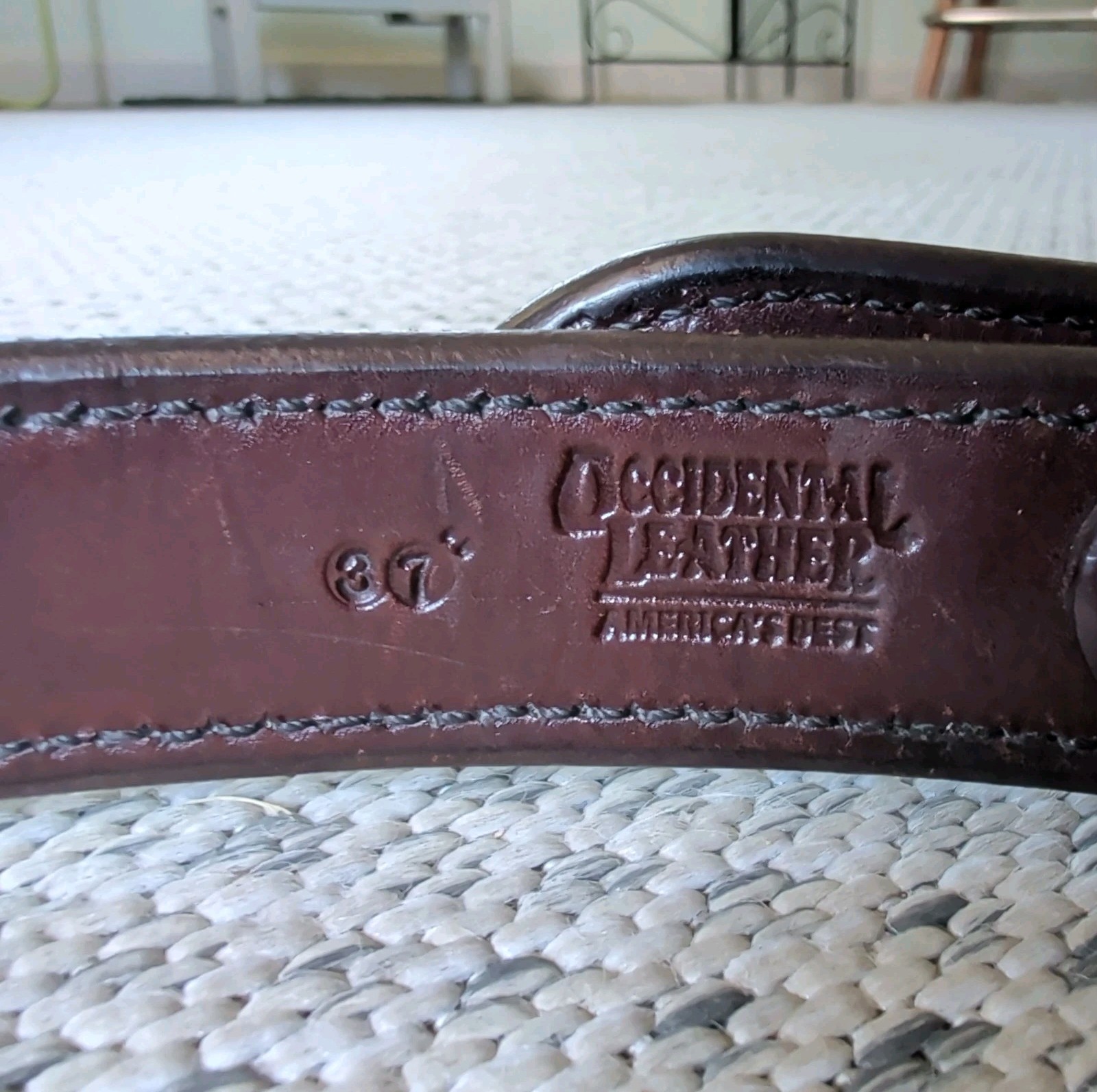 Vtg OCCIDENTAL Leather 5008 1.5″ W35-39 Working Mans Belt America’s Best 37″ VG+