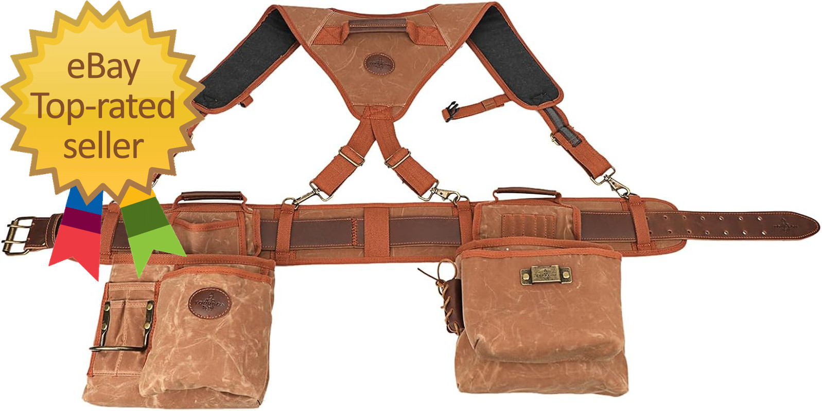 Tourbon Detachable Heavy Duty Carpentry Tool Belt with Suspenders Canvas Padded