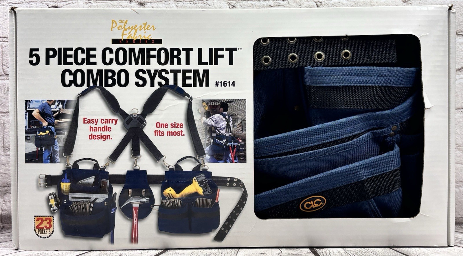 CLC 1614 Comfort Lift Tool Belt Suspenders Combo 5 Pc 23 Pocket Blue