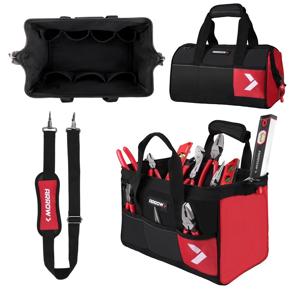 ARROW 14″ Heavy Duty Tool Bag With 11 Pockets Anti-Slip Feet Tool Organizer Bag