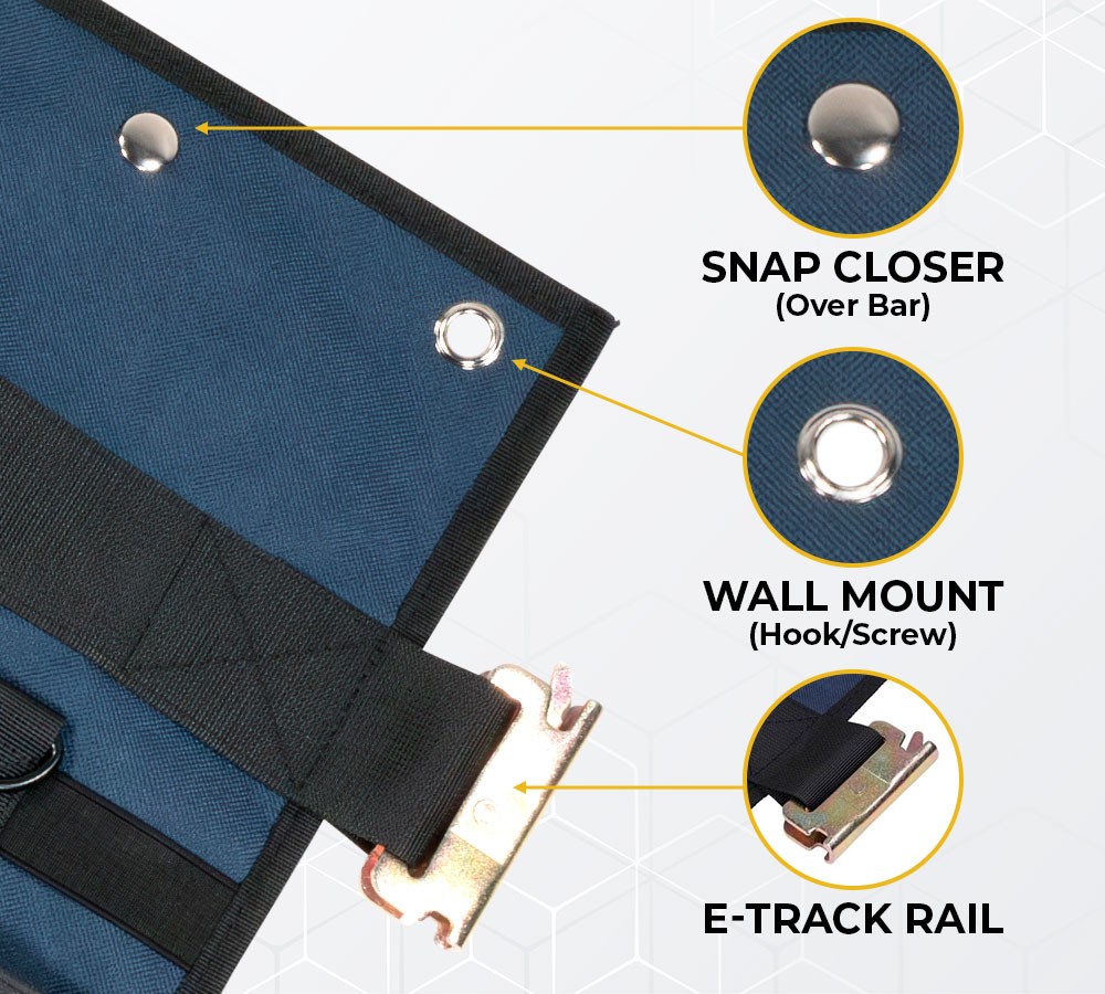 E-Track Hanging Tool Organizer for Enclosed Trailer, Multi Pocket Tool Holder