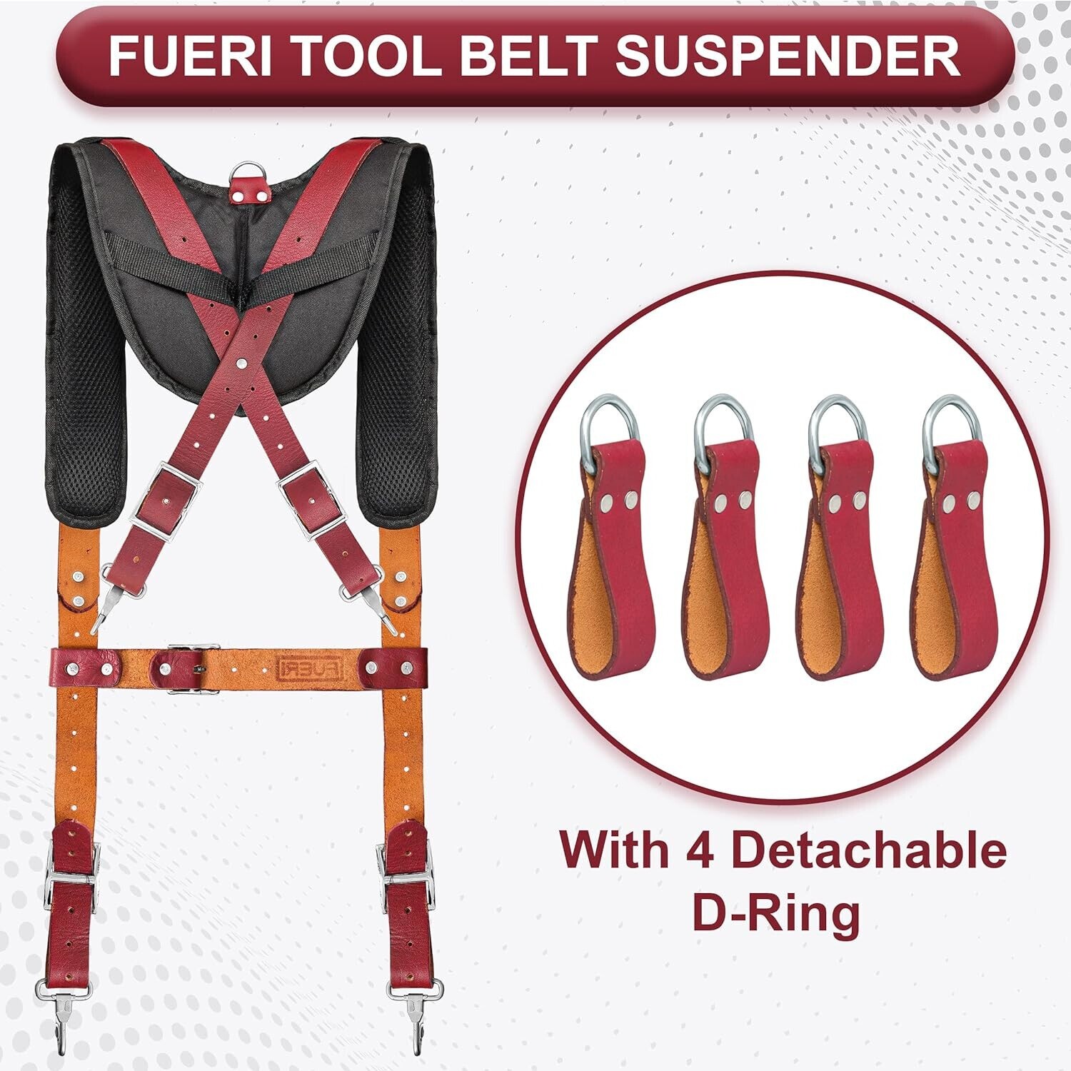 Leather Tool Belt with Suspenders carpenter 19 Pocket Padded Tool Pouch Work bag