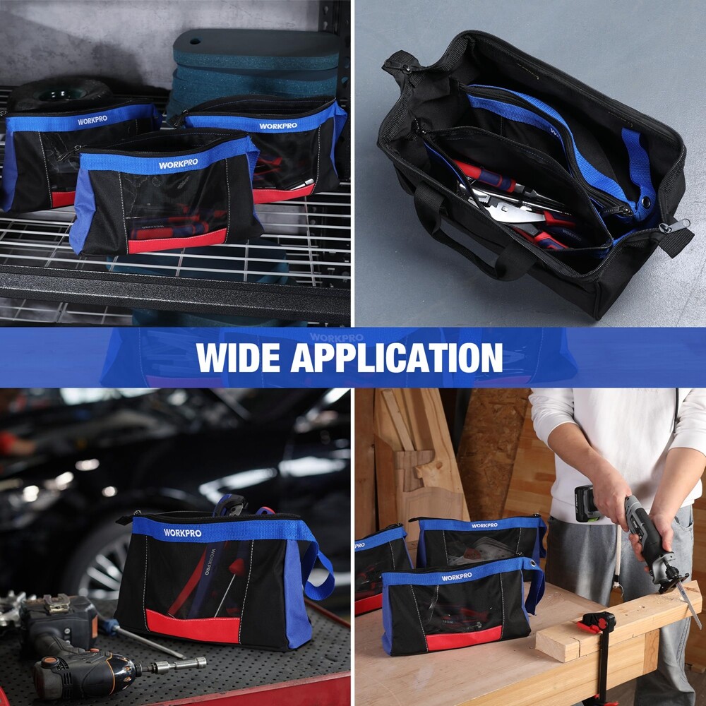 WORKPRO 12″ Tool Pouches with Zipper Heavy-Duty Small Tool Bag for Tool Storage