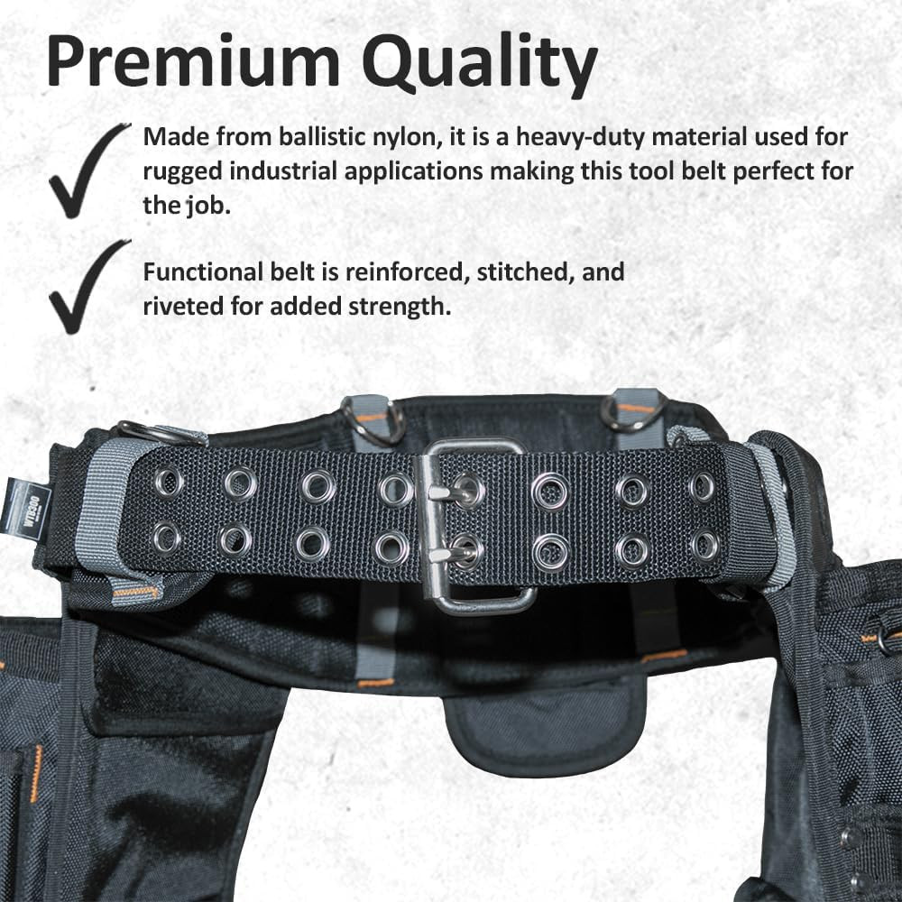 WOLF WTB300 Heavy-Duty Tool Belt with Pouch for Contractors & Electricians