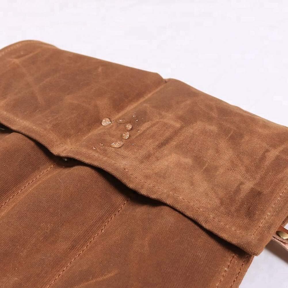 Chisel Roll, Waxed Canvas Tools Wrench Roll Up Pouch with 4 Pockets for Knife…