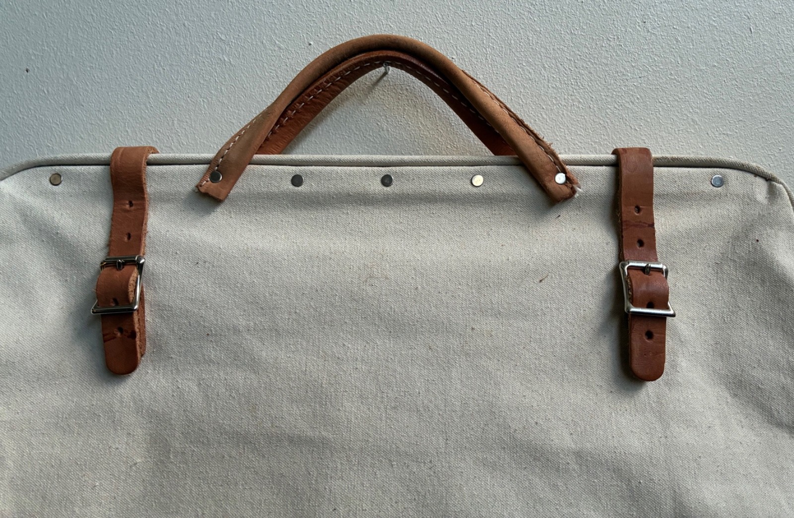 Vintage Nicholas M304 Mason Linesman Tool Bag Canvas Leather Made in USA