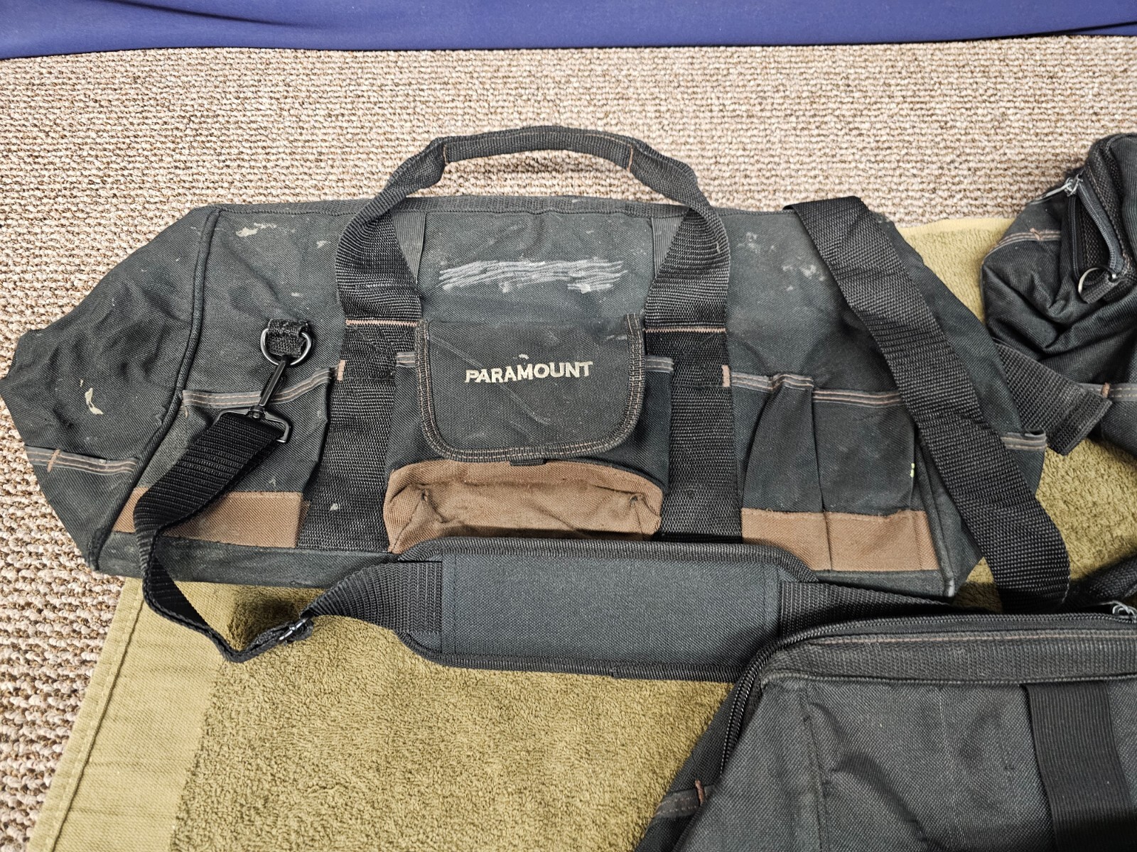 3 Paramount Military Mechanics Canvas Tool Bags Large Zipper Bag Black